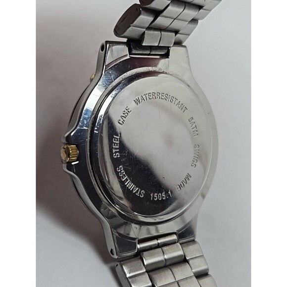 Swiss Military Quartz Watch Date New Battery 38mm Gold Silver Two Tone 5ATM WR - Picture 11 of 11